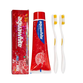 Aquawhite – Red Gel Max Toothpaste With Free 2 Toothbrushes (2U X 150Gms)